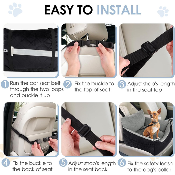 Автомобільний лежак для собак - переноска для маленьких собак до 12 кг з фіксаторами та знімною підстилкою