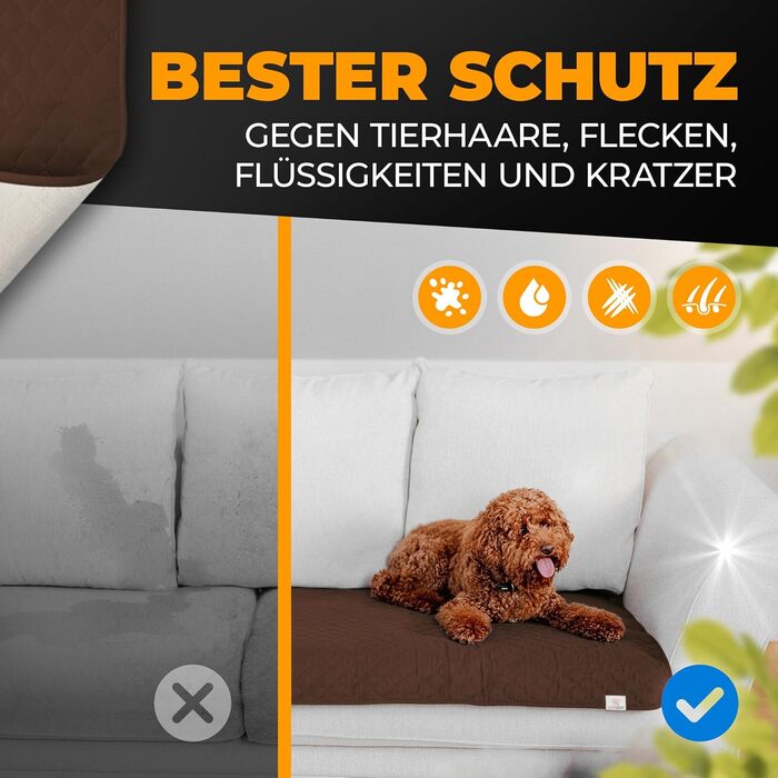 Водонепроникний килимок для собак - міцний килимок для захисту дивану та ліжка - нековзний килимок для собак, підходить для великих собак - можна прати в пральній машині - 100 x 80 см - коричневий