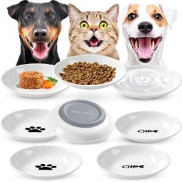 Набір мисок для котів з кераміки (8 шт.) з антиковзким дном, проти втоми вусів, широкі та плоскі миски для кошенят, котів та дрібних тварин