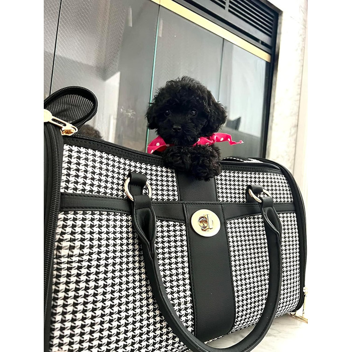 Сумка-переноска для собак NewEle Fashion, чорна, для маленьких собак до 4.5 кг, з великими кишенями, підходить для подорожей (авіакомпанії)