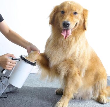 Автоматичний очищувач лап для собак PJDDP, портативний, з м'якою силіконовою щіткою, для великих і середніх собак, з рушником (чорний)