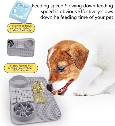 Килимок для годування собак, інтерактивна іграшка-пазл, сірий | Килимок для корму собак, килимок для іграшок, матеріал - сірий | Аксесуар для собак