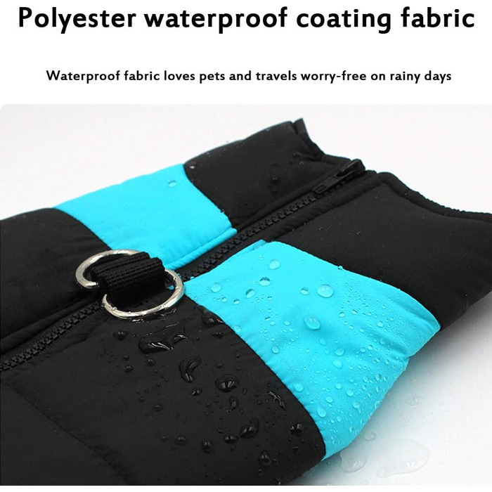 Водонепроникний зимовий пуховик для собак, теплий халат для маленьких та середніх собак, синій, розмір M