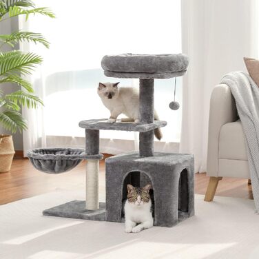 PAWZ Road Когтеточка для маленьких котів, м'який плюшевий котячий будиночок з глибоким гамаком і стовпчиком із сизалю для кошенят