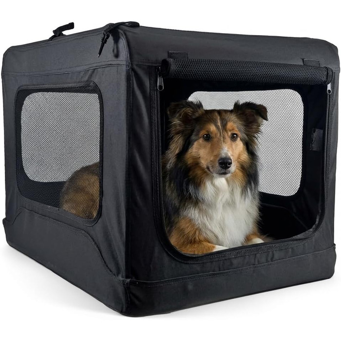 Складана переносна клітка для собак, 70x52x50 см, чорна. Клітка-переноска для автомобіля, 5 вікон