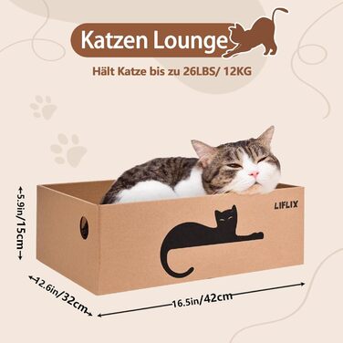 Котячий когтетоп LIFLIX з коробкою, 7 шт. когтешмат з картону, міцні котячі меблі, 42×32×15 см, великий (5 шт. когтешматів з коробкою)