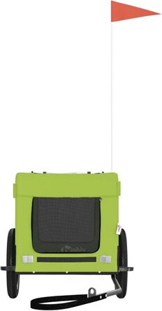 Фургон для собак Fasba: велосипедний причіп для тварин з відбивачами та прапорцем, зелено-чорний, 120 x 54,5 x 53 см