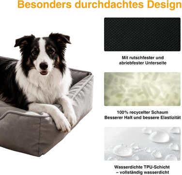 Лягу для собак середніх та великих порід Zedelmaier, 90х68х19 см: зносостійкий кошик, товсте ліжко, миється, водонепроникна, сірий колір.