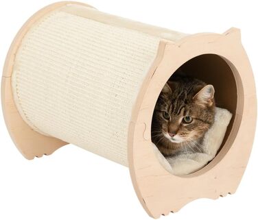 Котячий будиночок Peony – кігтеточка з тунелем | Розміри 41 x 30,5 x 32,5 см | Ø 27 см