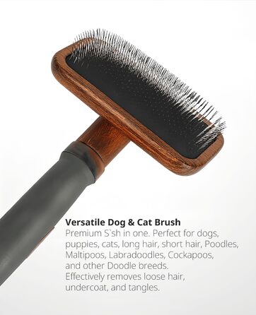 Щітка для собак та котів Holz: Slicker, знімач підшерстка, проти ковтунів, з нержавіючою сталлю, ергономічна ручка