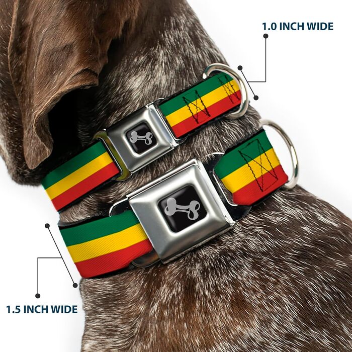 Нашийник для собак Buckle Down Rasta Bone, великий, 38,1–66 см