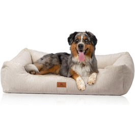 Лежак для собак Knuffelwuff Olivia XL 105x75 см, бежевий, кордовий матеріал, знімний чохол, для великих, середніх і малих собак, праний