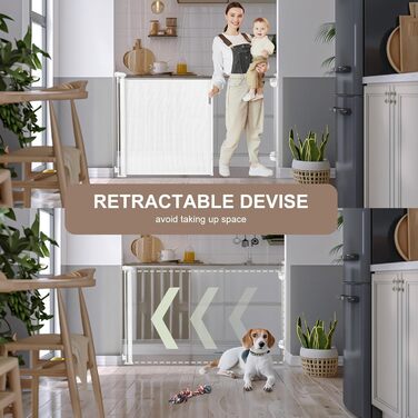Захисний бар'єр для дитячих воріт, розтяжний 0-180 см, для дітей, котів та собак. Підходить для сходів, дверей, внутрішнього та зовнішнього використання (білий, 86x140 см)