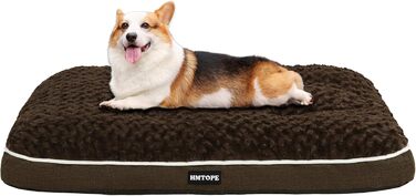 Ортопедичне ліжко для собак, матрац для собак з двошаровим дизайном, миється, знімний кошик для собак, 90 см для собак маленьких та середніх порід, коричневий L 89 x 59 x 10 см, коричневий