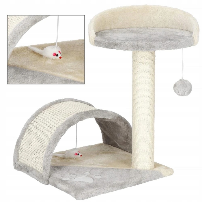 Високий кігтеточка-комплекс з лежаком та стовпчиком, котяча вежа Springos до 60 см