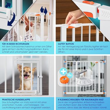 Захист для воріт KIDIZ®: сітка для дітей, тварин, без свердління, розширювана, для воріт та сходів, помаранчевий (88-101 см)