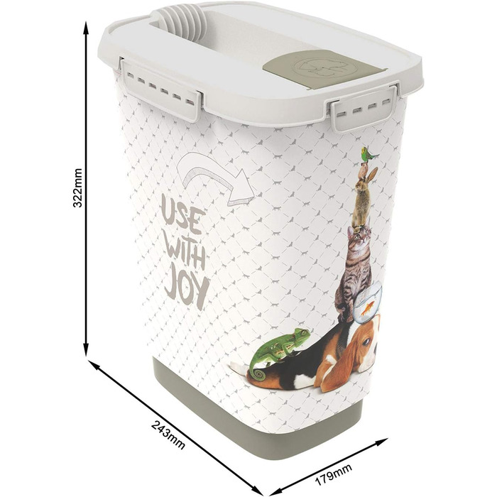 Контейнер для корму Rotho MyPet Cody 10л з кришкою та клапаном, BPA-free, антрацит/білий