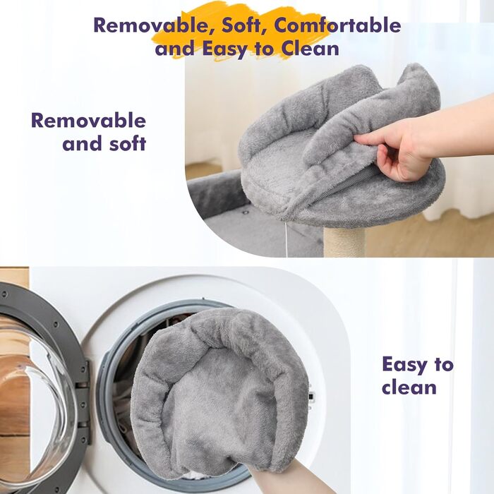 Дряпка для котів, котячий комплекс з сизалю, зручна лежанка та платформа, чорний колір