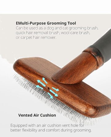 Щітка для собак та котів Holz: Slicker, знімач підшерстка, проти ковтунів, з нержавіючою сталлю, ергономічна ручка