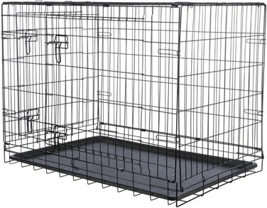 TRIXIE складана клітка для собак Home XL 116×86×77 см, металева транспортна переноска з 2 дверцятами та замками, чорна, для дому та подорожей