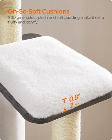 Дерев'яний будиночок для котів Feandrea WoodyWonders UPCT166G03, багатоярусний, з 5 стовпчиками для дряпання, лежаком, знімними подушками, сірий