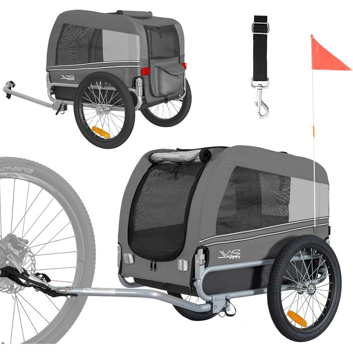 Tiggo VS Pets M: Причеп для собак, велосипедний, сірий