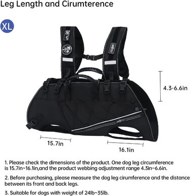 Рюкзак-переноска та повідковий ремінь для собак, для маленьких собак (4-8 кг) - чорний, XL, Wakytu