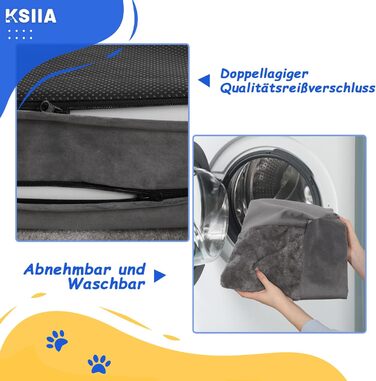 Ортопедичне ліжко для великих собак KSIIA 121x76x18 см, знімний чохол, пране, XXL диван для собак з трьома піднятими бортами, нековзка основа, сірий