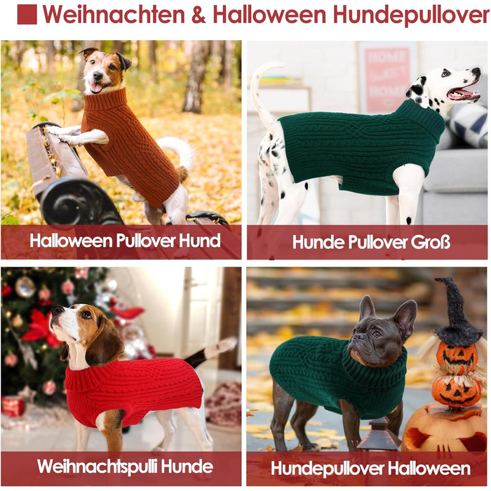 Пуловер для собак AOFITEE для маленьких порід, такса, мопс, мальтипу, з коміром-стійкою, теплий зимовий пуловер, червоний, розмір S