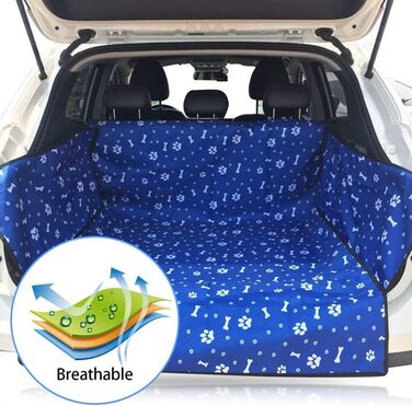Захисна вологостійка підстилка для багажника авто з боковими захистами для собак (184x105x33 см, блакитна)
