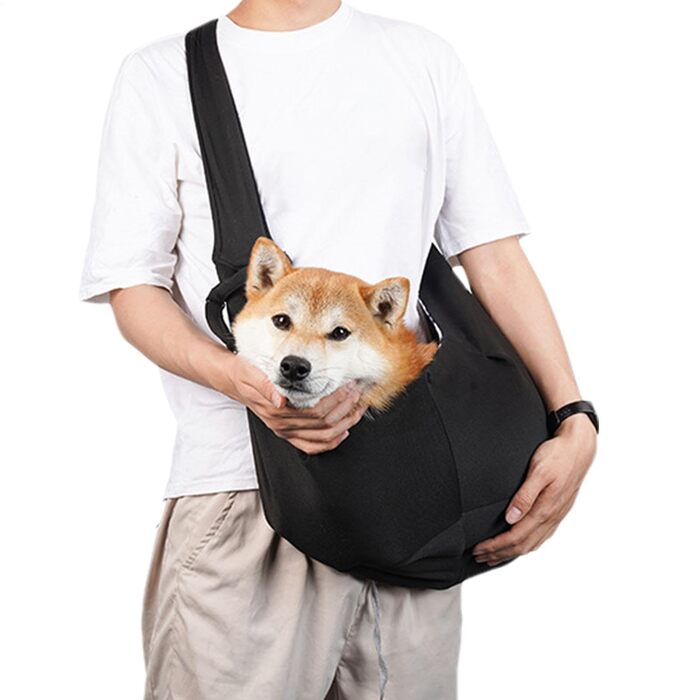 Трагеція для собак - переноска для домашніх тварин з регульованим ременем, чорна