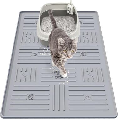 Килимок для котячого туалету GentleDog, великий, силіконовий, 87,1 x 63 см, сірий, вологостійкий