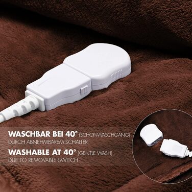 Електрична гріюча ковдра Promed з автовимкненням, миюча, 180x130 см, 10 температурних режимів, коричнева