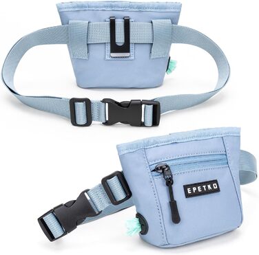 Сумка для ласощів для собак з металевим кліпом для пояса, міцна застібка-магніт, велика місткість, диспенсер для пакетів для вигулу (Світло-блакитний)