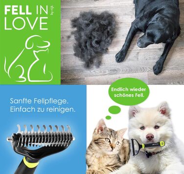 Щітка для собак з довгою шерстю FELL IN LOVE для видалення підшерстка | Щітка для підшерстка собак та котів | Щітка для видалення шерсті зеленого кольору