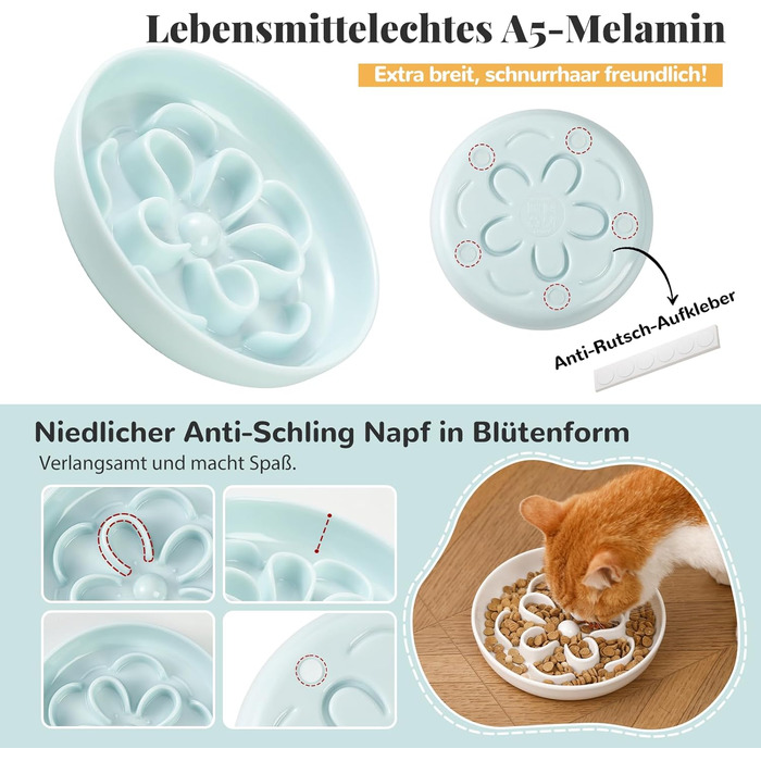 Набір мисок протиковтання для котів та маленьких собак 3 шт. - Миски з лабіринтною конструкцією, зелені, блакитні, рожеві