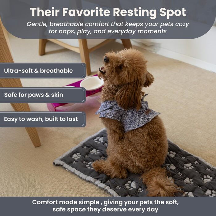 Килимок для собак та котів PetMat з органічної бавовни, двосторонній, безшовний, м'який 3D-в'язаний, 40.6 x 61 см, Charcoal Harbor Mist