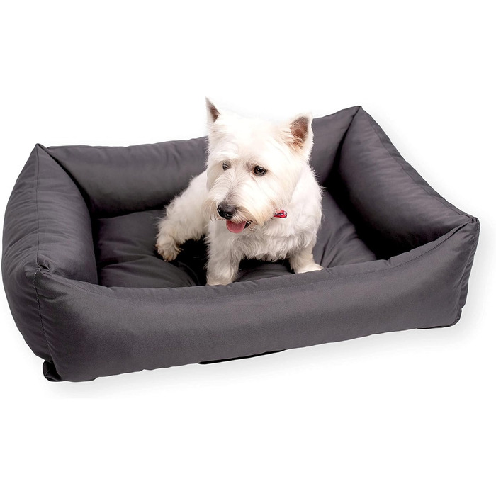 Водонепроникне собаче ліжко 4L Textil Koko для великих собак, сірий кошик, знімний та пральний чохол, 100x80 см, 20 см заввишки