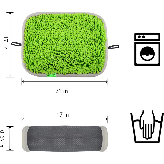 Килимок для собак-нюхачів, розвиває інтелект, миючий, неслизький, 43x53 см (Зелений)