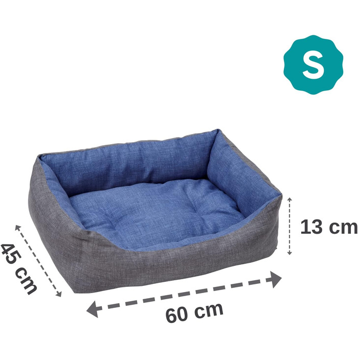 Baroni Home Лежанка для собак та котів, розмір S, з тканини, м'яка, зручна, для дому (45x60 см, сірий та блакитний)