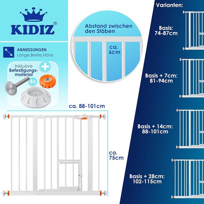 Захист для воріт KIDIZ®: сітка для дітей, тварин, без свердління, розширювана, для воріт та сходів, помаранчевий (88-101 см)