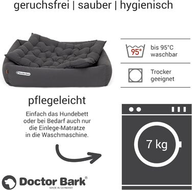 Ортопедичне ліжко для собак Doctor Bark - миється до 95°C, гігієнічне, без запаху, для середніх собак, сірий кошик з лежаком (L - 90x80 см)