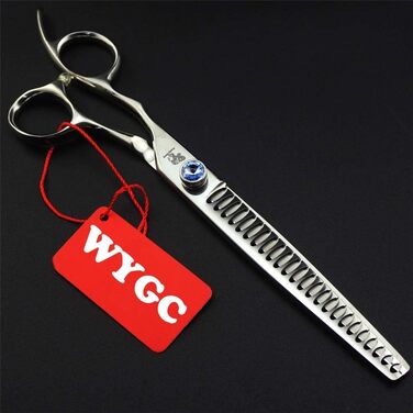 Професійна ліворука ножиці для стрижки собак, 8.0 дюймів, 440C сталь, прямі та розріджуючі леза, для перукарів та дому