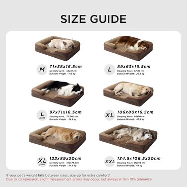 Ортопедичне ліжко для собак BEDSURE - 106x80 см. М'яке ліжко-софа для великих собак з ефектом пам'яті, антиковзаюче, миється