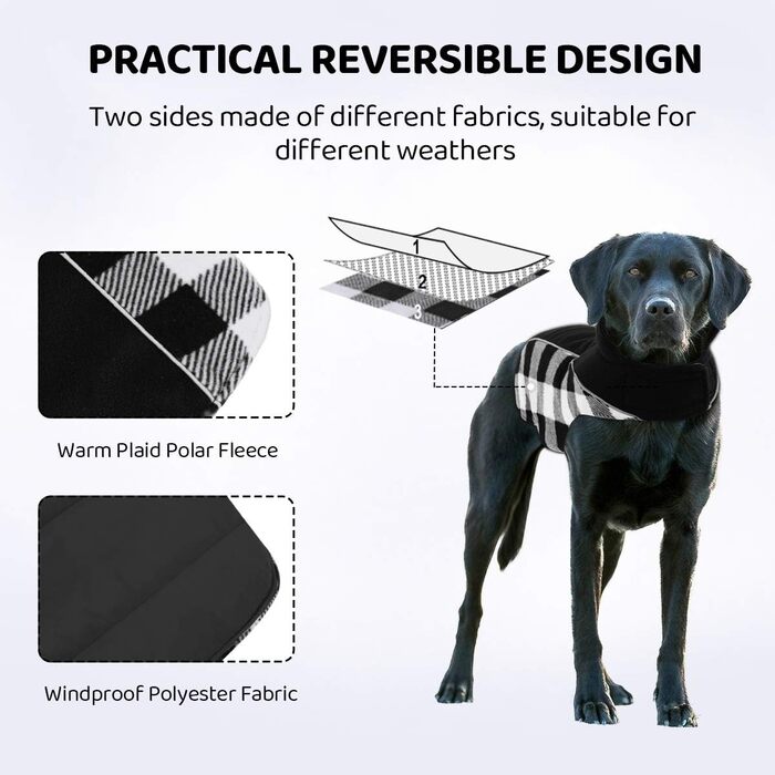 Теплий зимовий одяг для собак CITEITOILE з захистом живота, світловідбиваючими елементами, отвором для повідка, XXL (Чорний)