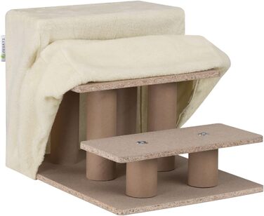 Сходинка для собак та котів Juskys - 3 сходинки, плюшевий знімний чохол, для ліжка, дивану, авто (Бежевий)