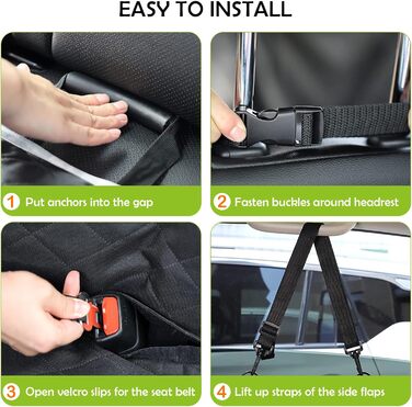 Захисна підстилка для собак у машину ALLSOPETS – водовідштовхувальна, неслизька, з сіткою, ременями безпеки та кишенькою для авто, SUV, вантажівка (антрацит, чорний)