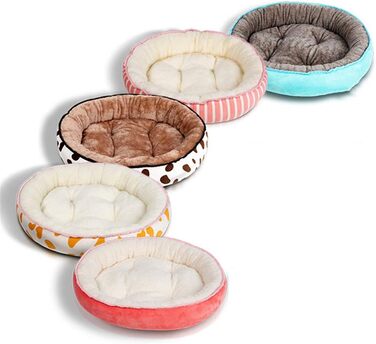 Кругле ліжко для собак та котів, м'яка плюшева подушка, червоний колір, 60х48 см