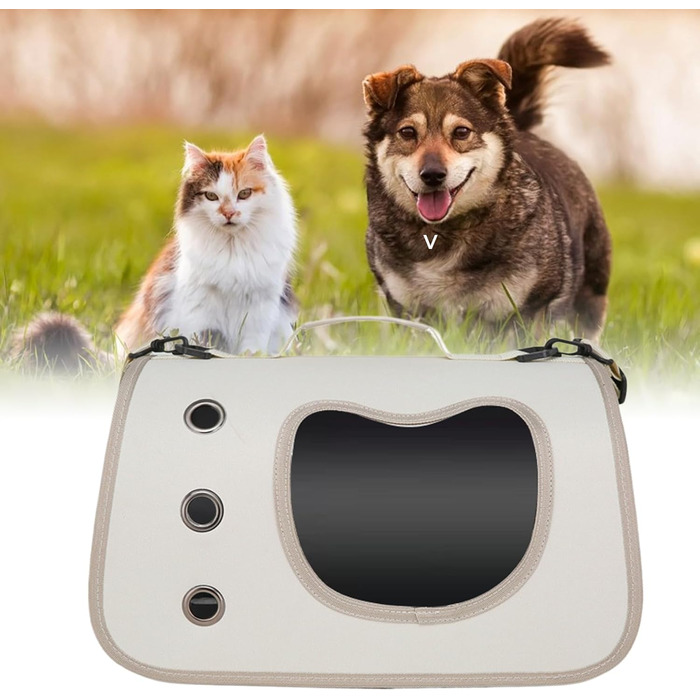 Сумка-переноска для собак, маленька, на плече - для подорожей на відкритому повітрі, зручна, легка, прозора (біла)