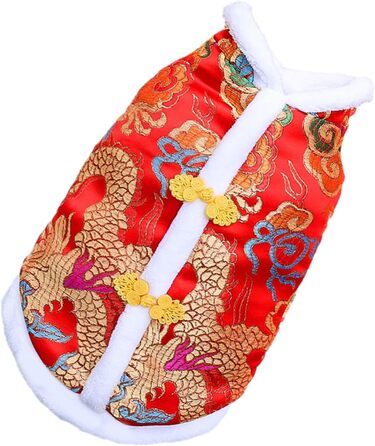 Теплий халат-чонгсам для котів та собак, зимовий стиль Тан, теплий одяг для святкування Нового року, Bichon, малі та середні породи